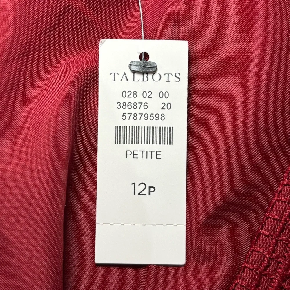 Talbots Women’s Floral Lace Fit & Flare Midi Skirt 12P Burgundy New Petite